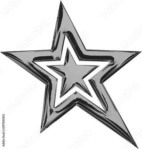 Metallic Y2K Star Graphic Design Element Featuring a Polished Chrome Aesthetic Style