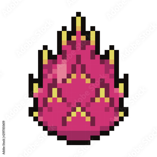 Fresh Dragon Fruit Pixel Art Graphic