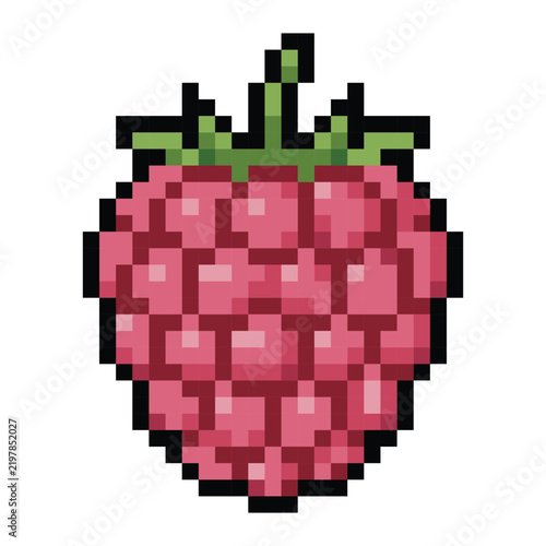 Pixel Art Raspberry Fruit Icon
