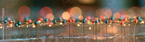 Abstract quantum visualization of a photosynthetic protein complex showing glowing energy coherence and entanglement patterns in emerald green.