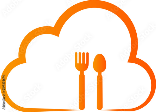 Cloud Food Logo, Restaurant Catering and Food Delivery Symbol