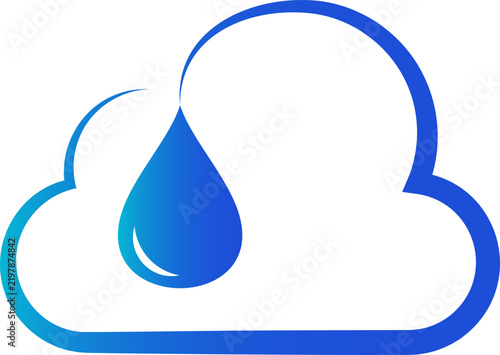 Cloud Water Drop Logo, Rainwater and Water Management Symbol
