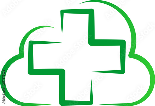 Medical Cloud Cross Logo, Healthcare and Digital Health Symbol