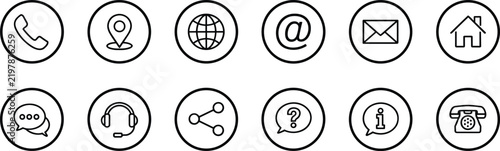 Set Of Ten Communication And Contact Icons In Circles untitled vector