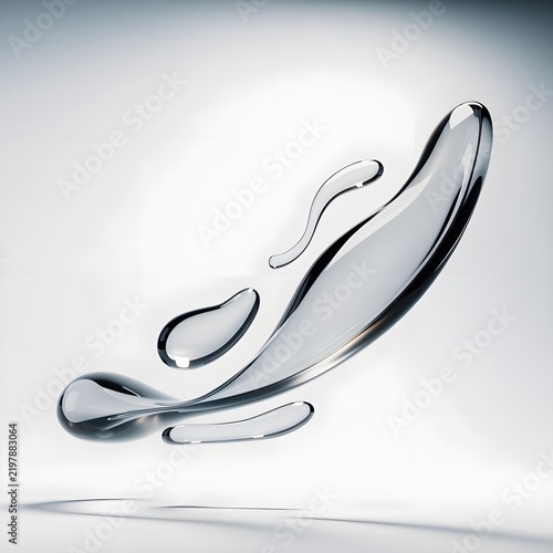 Abstract liquid splash of water and clear drops