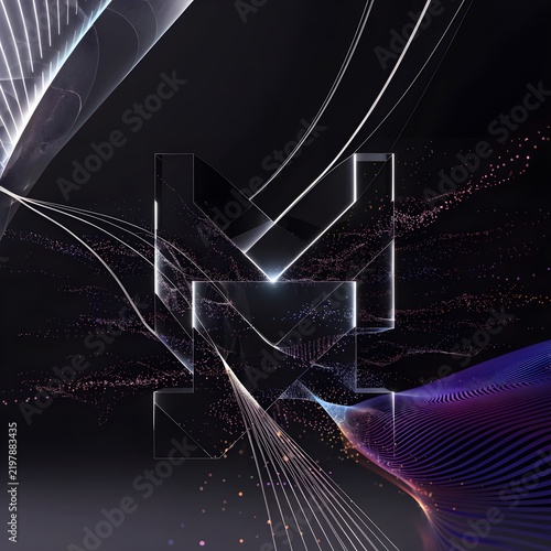Abstract dark background with glowing geometric light lines