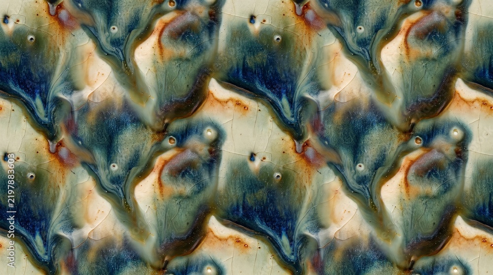 Fototapeta premium Seamless Ceramic Glaze Pattern with Flowing Glossy Pigment 