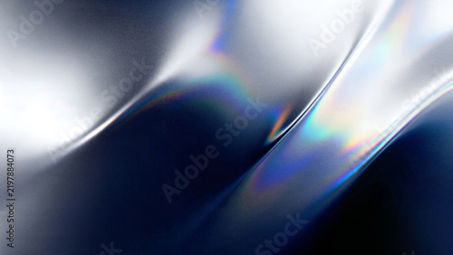 Abstract grainy frosted background with fluid navy and silver metallic chrome waves creating a premium modern presentation backdrop and copy space.