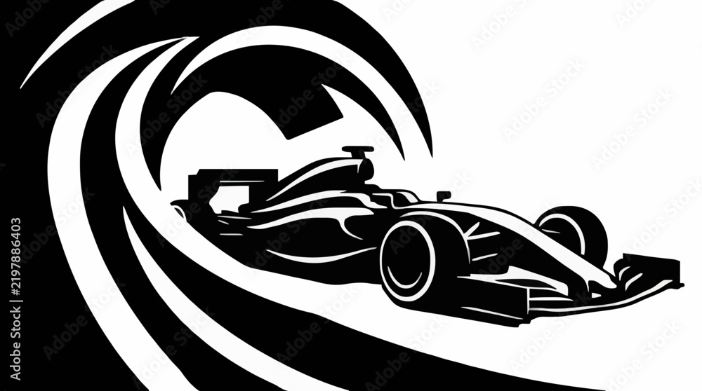 Obraz premium Dynamic vector illustration of a Formula 1 racing car at the F1 Malaysia Sepang Grand Prix event