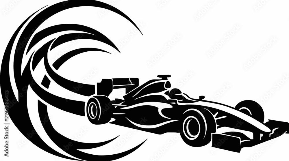 Obraz premium Dynamic Formula 1 Racing Car Silhouette at Speed Representing F1 Malaysia Grand Prix Event