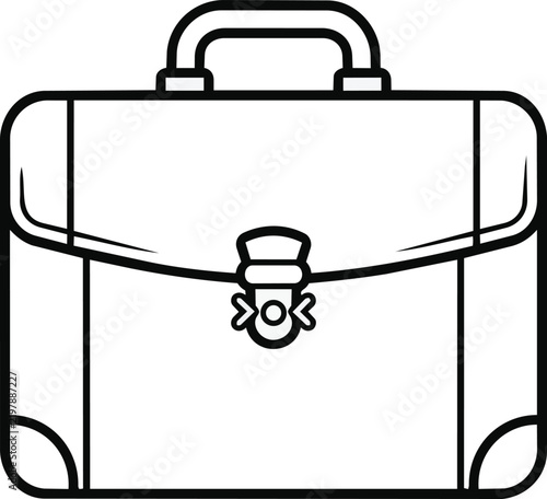 Business Briefcase Line Icon – Professional Portfolio and Office Bag