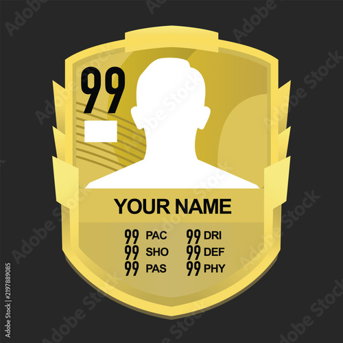 Gold Football Soccer Player Card Template Shield Player Name with Club and Country