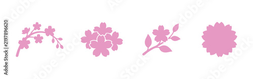 Sakura and cherry blossom icons, japanese flowers, flat design vector icon collection
