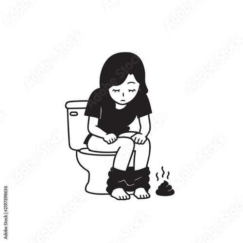 Image of someone defecating on the toilet