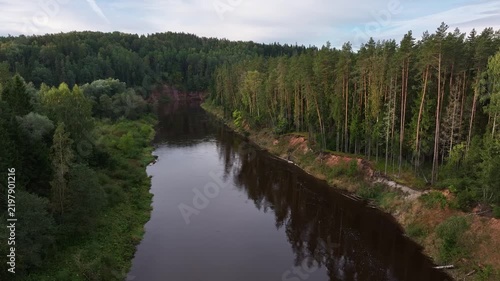 Sunrise Over the Gauja River Near Spriņģu Cliffs in Latvia