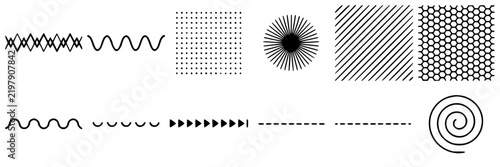 Geometric Patterns, Navigation Line Icons, Abstract Design Elements, Vector Illustration, Graphic Design