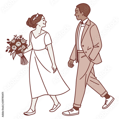 Minimalist Wedding Walk, generative AI.