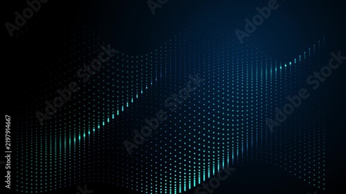 Abstract digital wave background, with glowing blue, particles, data flow, animation for technology, and science presentations