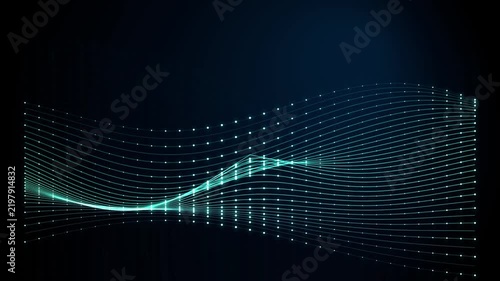Abstract digital wave background, with glowing data, particles and flowing, lines technology