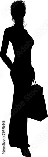 Silhouette Woman Holding Shopping Bags