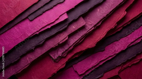 Abstract Pink and Purple Textured Paper Layers Background with Torn Edges.
