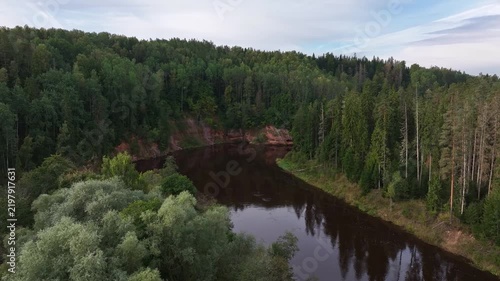 Aerial View of Spriņģu Cliffs and Gauja River in Gauja National Park, Latvia