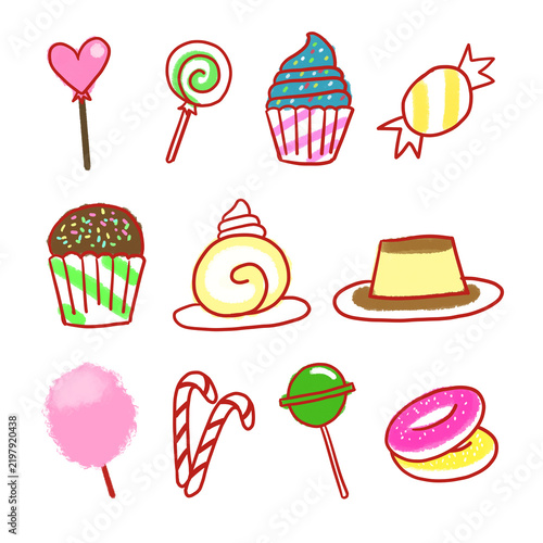 Sweets with simple shapes and watercolor 01