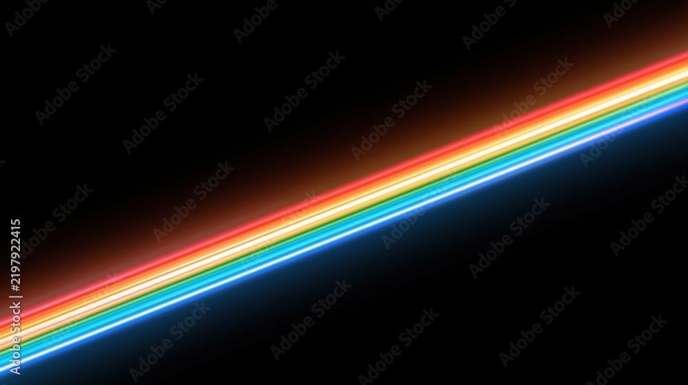 Fototapeta premium Diagonal rainbow light streaks on black background