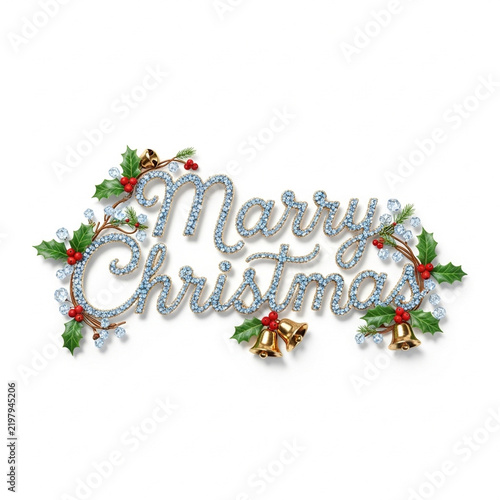 Elegant Sparkling Diamond Merry Christmas Greeting Holiday Season Decoration