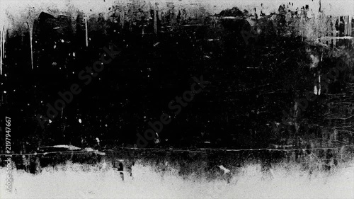 Black and White Grunge Ink Texture with Paint Splatter and Scratches Animation