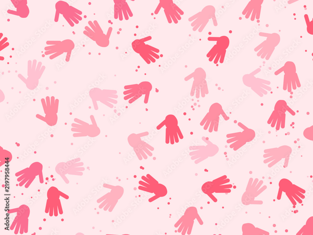 Fototapeta premium Colorful Finger Paint Handprints Kids Pattern