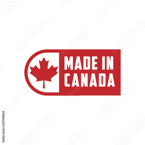 Made in Canada. Label for products made in Canada logo design icon vector template