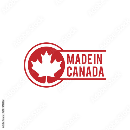 Made in Canada. Label for products made in Canada logo design icon vector template
