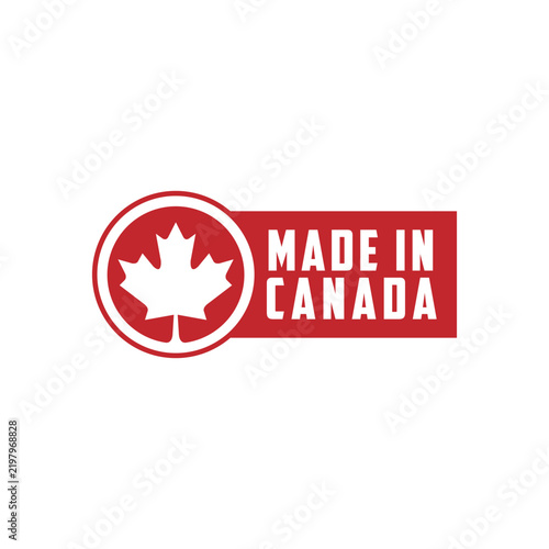 Made in Canada. Label for products made in Canada logo design icon vector template