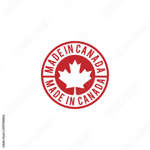 Made in Canada. Label for products made in Canada logo design icon vector template