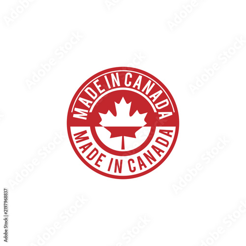 Made in Canada. Label for products made in Canada logo design icon vector template