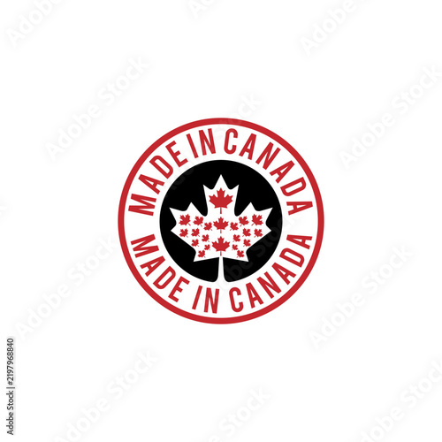 Made in Canada. Label for products made in Canada logo design icon vector template