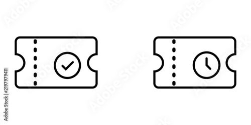 Fotografie Ticket icons with checkmark and clock symbols ticket icon event ticket time icon