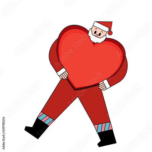 santa claus vector illustration, christmas heart with Santa Claus, card of a party, Christmas, 2027, happy new year, set of cat Christmas