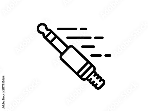audio jack plug connector moving with speed while transmitting sound and signal data