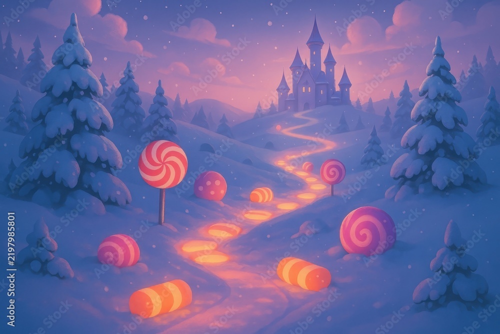 Obraz premium Whimsical candy path fantasy landscape background