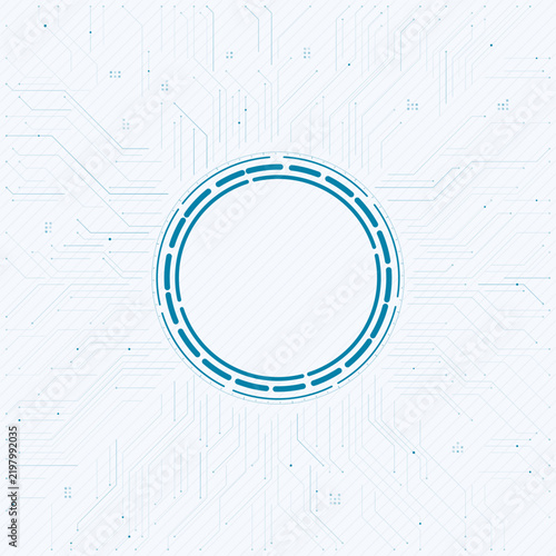 Cyan and lime dashed circuit portal technology background