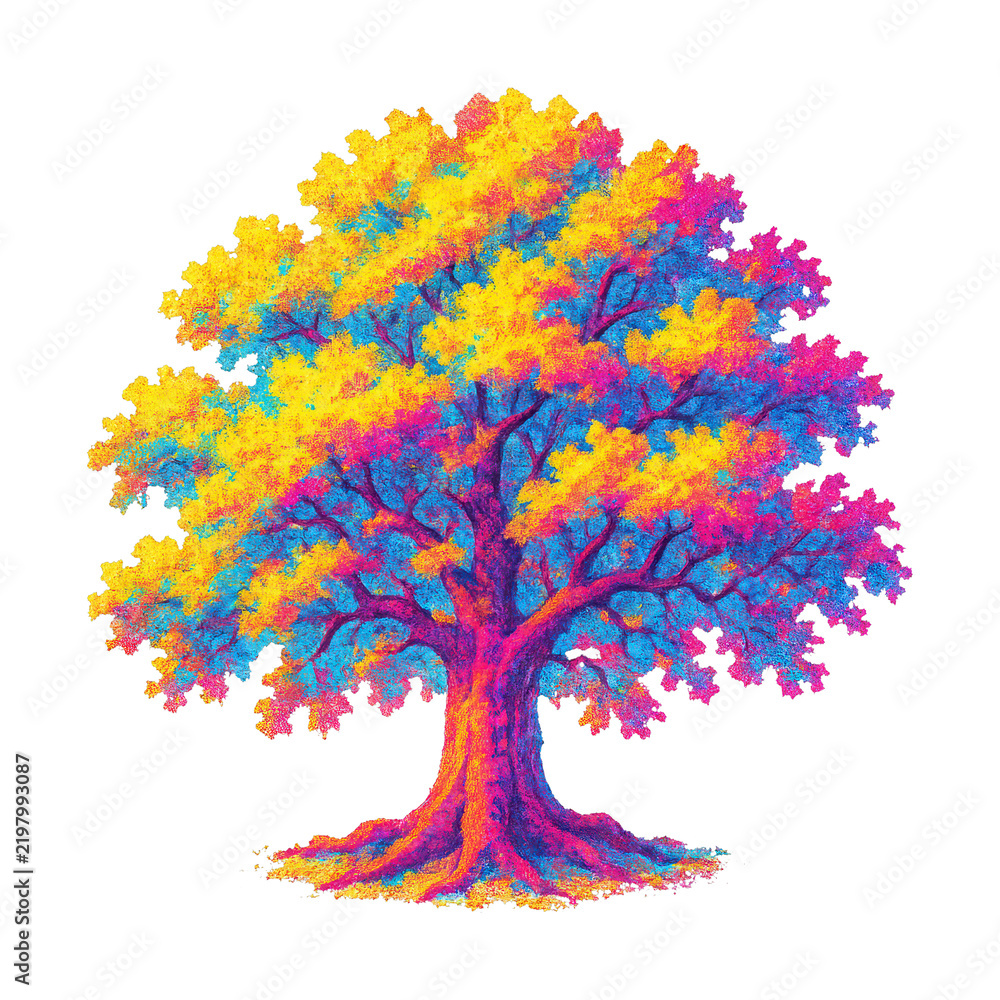Obraz premium PNG Vibrant colorful artistic tree