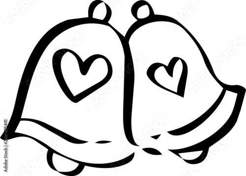 Wedding Bells with Hearts Doodle Icon