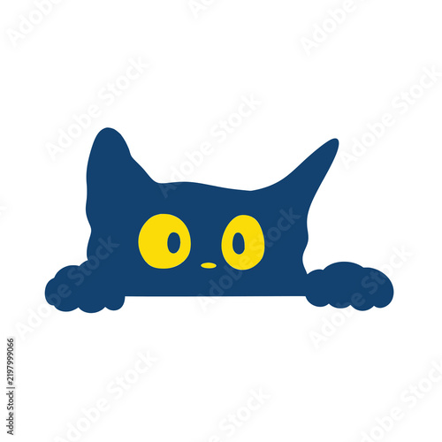 фотографія Minimalist flat vector illustration of a curious cat peeking over an edge with b