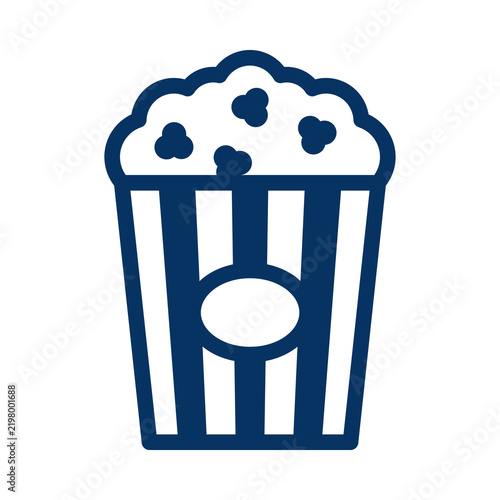 Simple linear icon of a striped popcorn bucket for cinema snack design transparent background