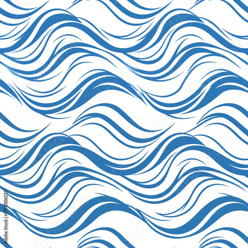 Abstract Wavy Pattern with Flowing Blue Lines on White Background