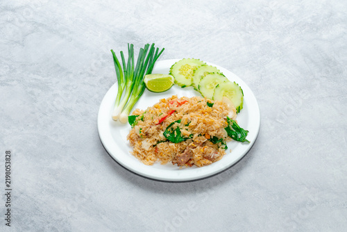 Fried rice with egg and kale