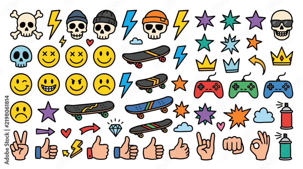 Fototapeta premium Street style stickers and icons set
