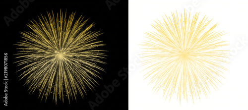 Gold fireworks explosion sparkle effect for festive celebration concepts